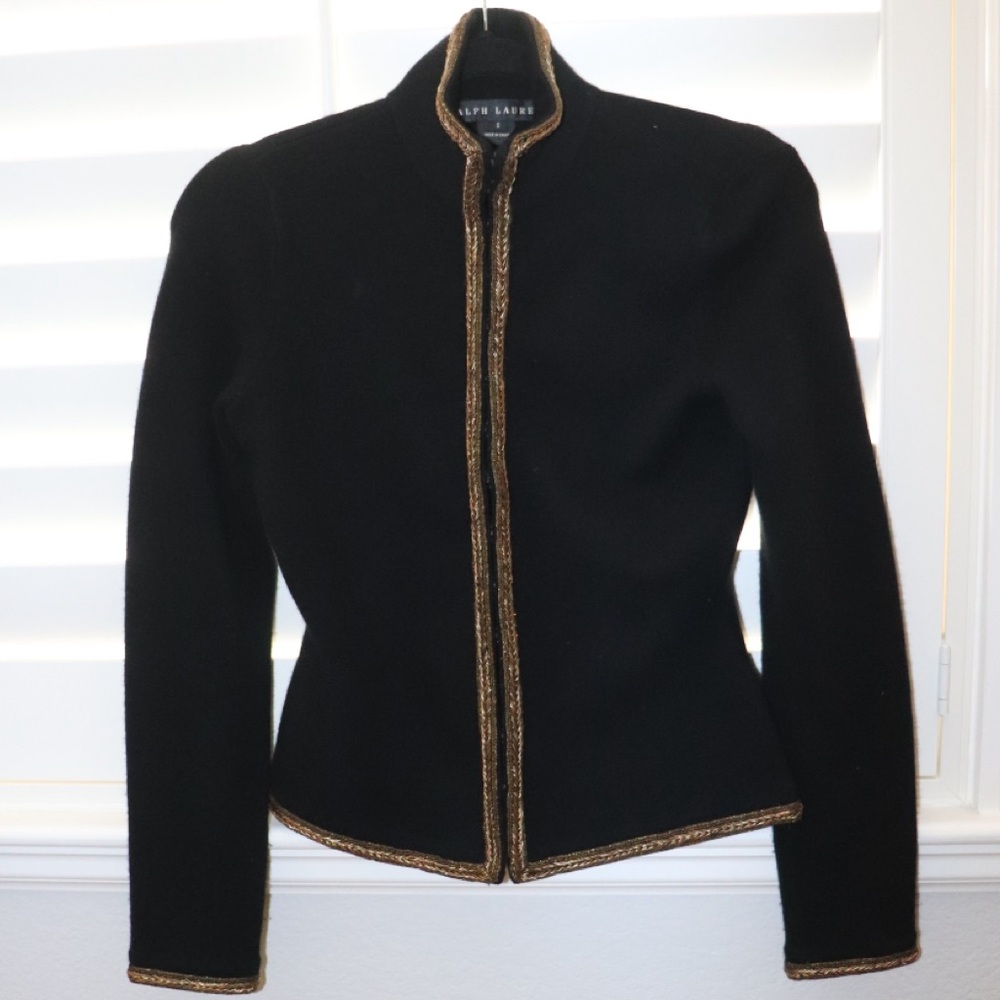 Ralph Lauren Black Label Cashmere Sweater Gold Bead Embellished Size Small